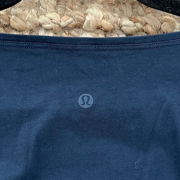 Lululemon Back In Action Long Sleeve True Navy Pima Cotton Oversized Top EUC - Picture 5 of 6